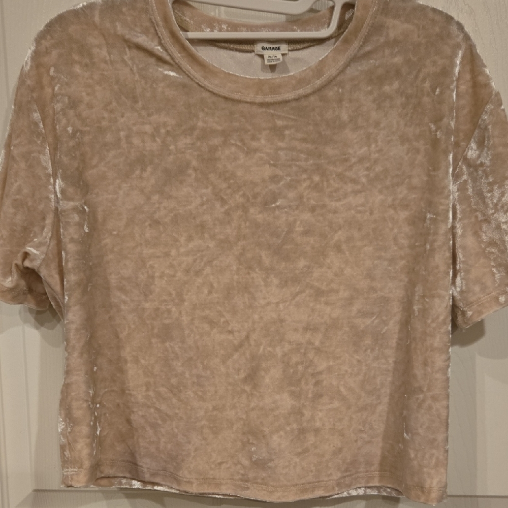 Glamorous Light Brown Velvet Short Sleeve Tee
